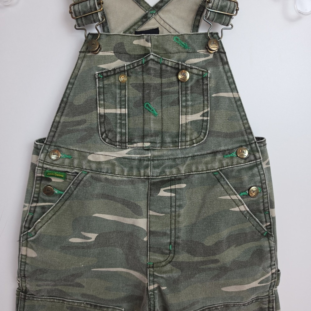 John Deere Overalls Boys' Size 5 Camo Pattern Straight Leg Reinforced Knees - Picture 3 of 10